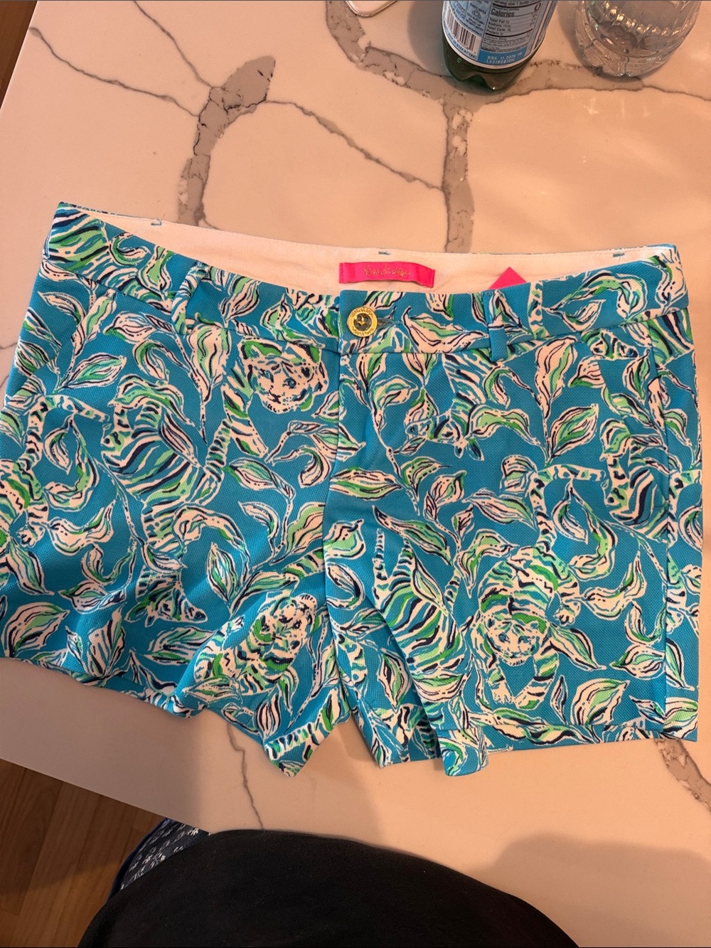 Lilly Pulitzer Callahan knit short in Turquoise Oasis with Lime & Navy Print
